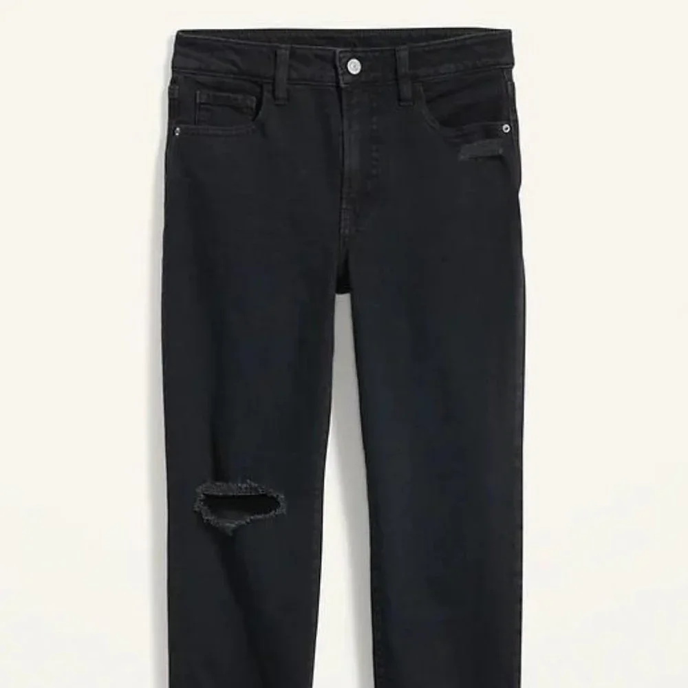 Old Navy High-Waisted O.G. Straight Ripped Black Ankle Jeans for Women New - Picture 5 of 6